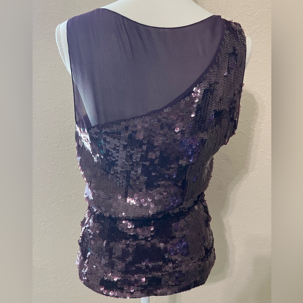 Alice + Olivia Sequin Peplum Silk Illusion Top - Picture 5 of 7